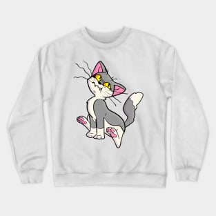 Suspicious Gray Cat Crewneck Sweatshirt